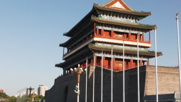 Kantelen Van Weergave Van Qianmen Poort Peking China — Stockvideo