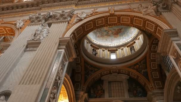 Estado Del Vaticano Septiembre 2015 Una Panorámica Interior Derecha Basílica — Vídeos de Stock