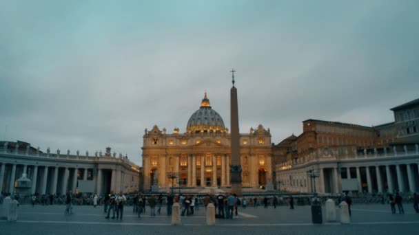 Vatican Staten September 2015 Kväll Syn Petersplatsen Rom Italien — Stockvideo