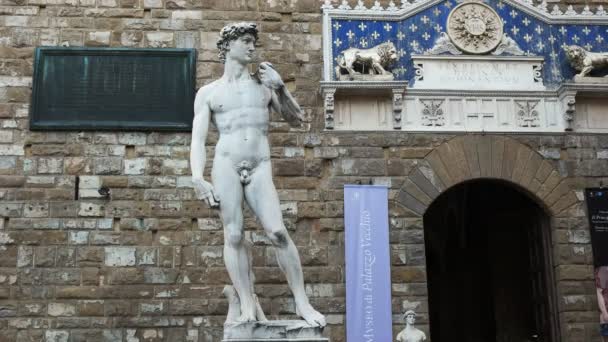 Florence Italy September 2015 Replica Michelangelo Statue David Florence Italy — Stock Video