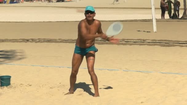 Rio Janeiro Brazil May 2016 Male Player Practices Beach Tennis — Video Stock