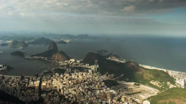 Tarde Lapso Tiempo Montaña Pan Azúcar Playa Copacabana Rio Janeiro — Vídeo de stock