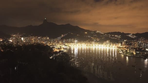 Pora Nocna Panorama Wirtualna Botafogo Centrum Miasta Rio Janeiro Brazylia — Wideo stockowe