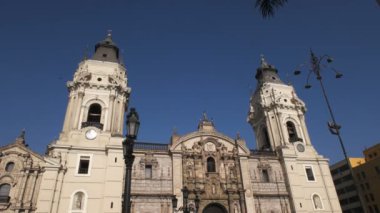 Lima, Peru-Haziran, 12, 2016: öğleden sonra tilt aşağı atış lima Peru Katedrali