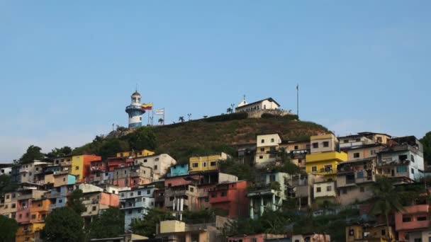 Langzame Inzoomen Schot Van Cerro Santa Ana Guayaquil Ecuador — Stockvideo