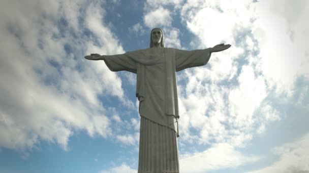 コルコバードのキリスト像 リオデジャネイロ ブラジルでの 2016 年リオ ジャネイロ ブラジル 午後ビュー — ストック動画