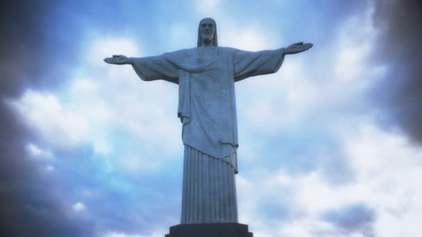 Rio Janeiro Brasil Maio 2016 Zoom Lento Tiro Cristo Estátua — Vídeo de Stock