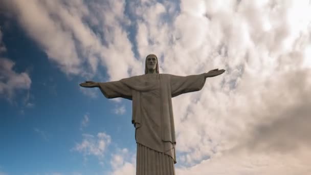 Rio Janeiro Brazil May 2016 Afternoon Time Lapse Clouds Christ — Wideo stockowe