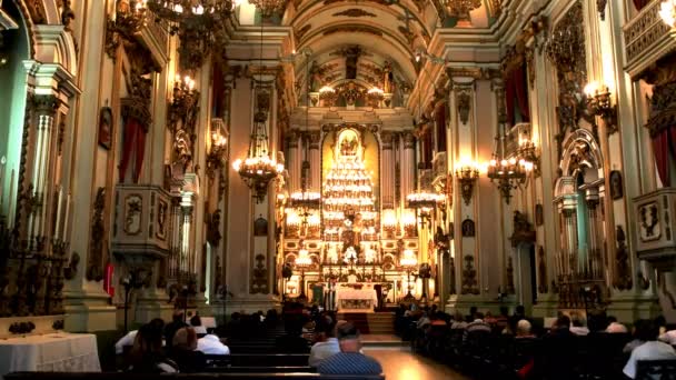 Rio Janeiro Brasilien Maj 2016 Bred Syn Insidan Kyrkan Sankt — Stockvideo
