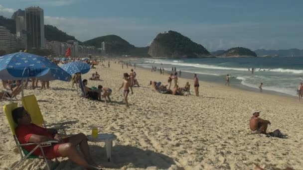 Rio Janeiro Brazil May 2016 View Copacabana Beach Looking Sugarloaf — стоковое видео