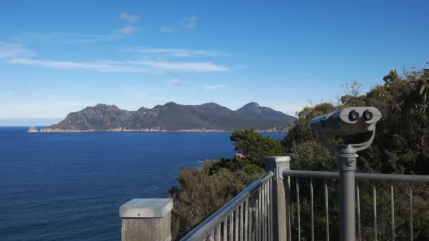 Een Uitzicht Baai Van Wijnglas Amos Oost Kust Van Tasmanië — Stockvideo