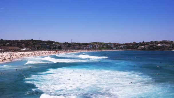 Wide Angle Shot Surfers Bondi Beach Sydney Australia — Stock Video