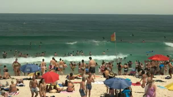 Sydney Austrálie Ledna 2016 Plavců Návštěvníků Pláže Bondi Beach Austrálie — Stock video