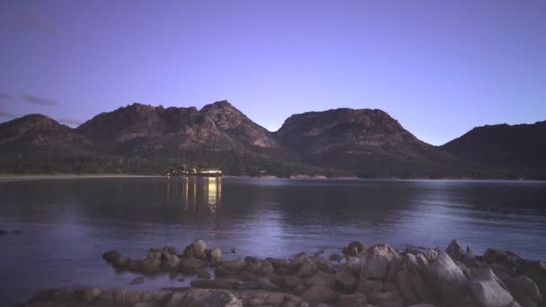 Egy Éjszakai Idő Nézet Coles Bay Veszélyek Keleti Partján Tasmania — Stock videók