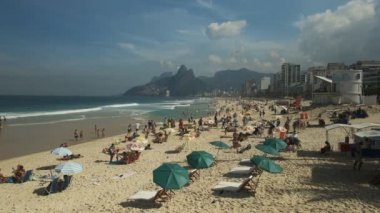 Ipanema plajında rio de Janeiro, Brezilya yüksek açılı görünüş