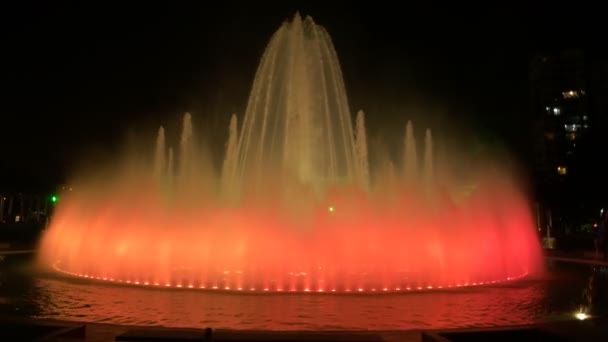 Nachtaufnahme Des Magischen Brunnens Park Des Reservats Lima Peru — Stockvideo