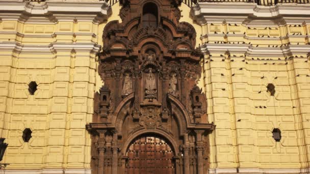 Lima Peru June 2016 Close Architectural Detail Monastery San Francisco — Stock Video