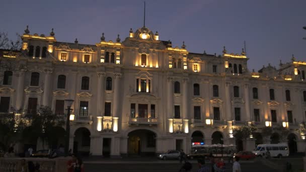 Lima Peru Červen 2016 Soumrak Shot Historické Budovy Plaza San — Stock video