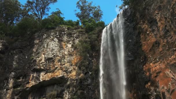 Χαμηλή Γωνία Κλίσης Κάτω Πλάνο Purlingbrook Καταρράκτη Στο Springbrook Εθνικό — Αρχείο Βίντεο