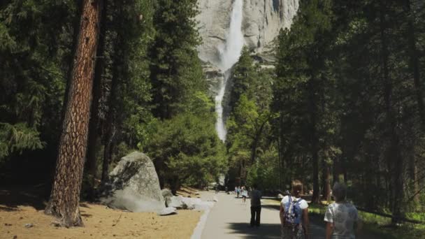 Tilt upp skott av Yosemite Falls i Yosemite National Park — Stockvideo