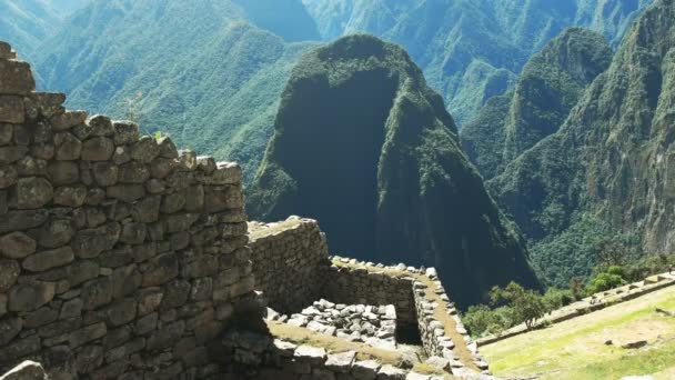 Detail nástěnné stavby Machu Picchu — Stock video