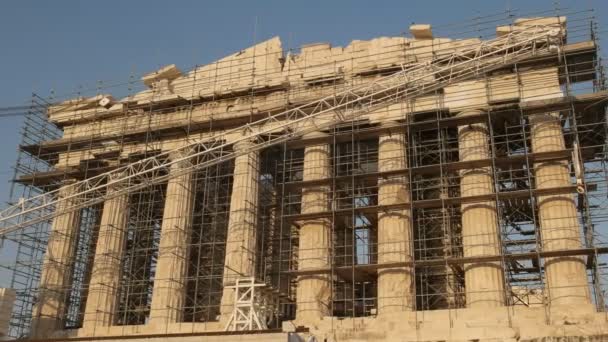 Por la tarde toma de partenón en Atenas, Grecia — Vídeo de stock