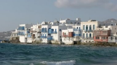mikonos adasında küçük Venedik bölgesinin öğleden sonra çekim