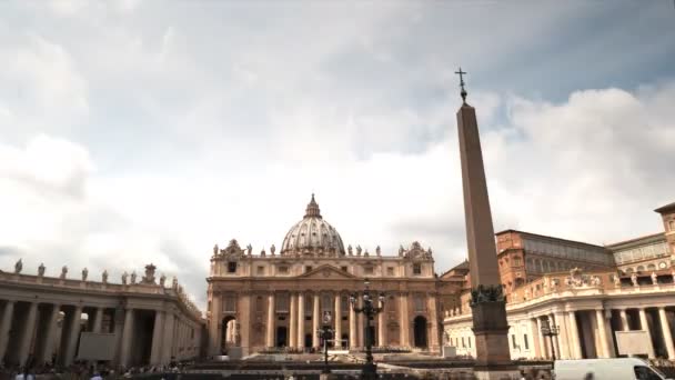 Vatikan, Roma'da bulutlar ve kalabalıklar sabah timelapse — Stok video