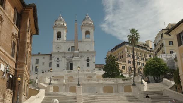 低角度拍摄在罗马的西班牙步骤 — 图库视频影像