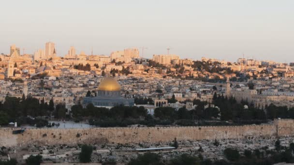 O nascer do sol na cúpula da rocha em jerusalem — Vídeo de Stock