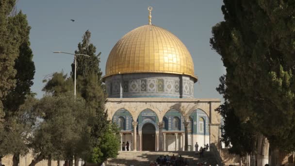 La vista de la cúpula de la roca desde la dirección de la mezquita al aqsa — Vídeo de stock