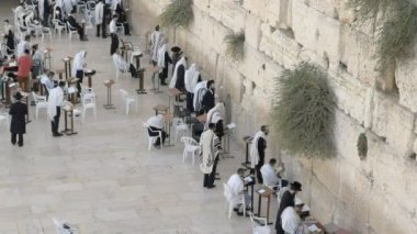 Kudüs, Israil-Eylül, 21, 2016: Kudüs 'te ağlayan duvarın üstünde yürüyüş yolu yüksek açı görünümü