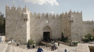 Kudüs, Israil-Eylül, 21, 2016: Kudüs 'teki eski şehre Şam kapısı