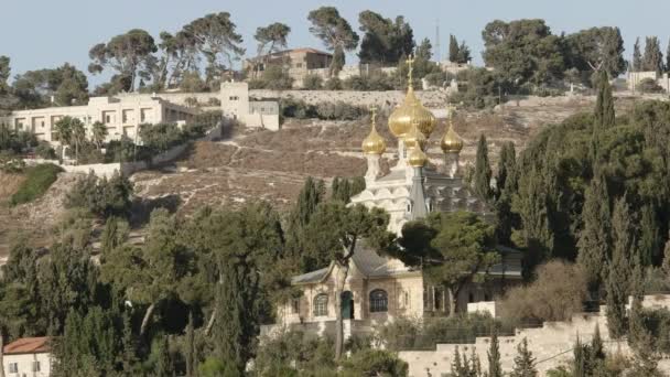 在耶路撒冷的玛丽·马格达莱纳教堂的镜头 — 图库视频影像