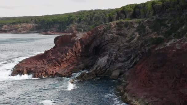 Piega anticlinale in geologia rocciosa sedimentaria a eden in nsw, Australia — Video Stock