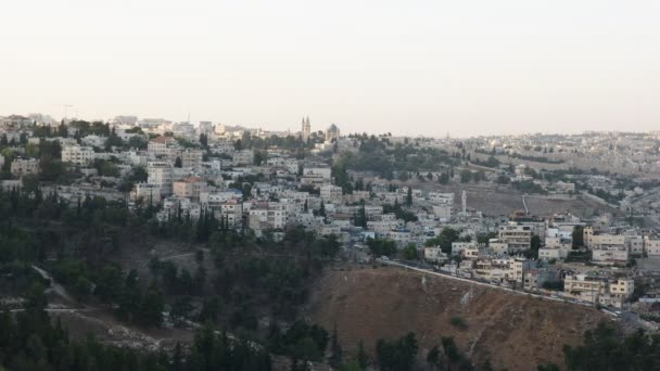 Toma de la tarde de jerusalem desde haas promenade en jerusalem — Vídeos de Stock