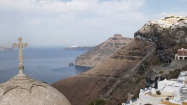oia kasabasına doğru fira sabah görünümü, santorini