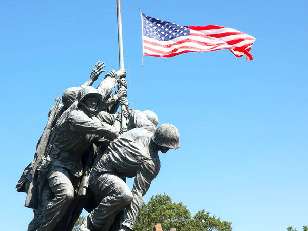 WASHINGTON, DISTRICT OF COLUMBIA, USA- SEPTEMBER 11, 2015: iwo jima memorial statue close up, washington