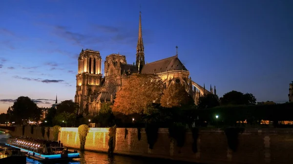 Nachtzicht op de Notre Dame-kathedraal in Parijs — Stockfoto