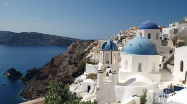 oia ünlü üç kubbe geniş çekim, santorini