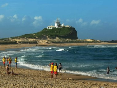 Newcastle, Avustralya- Nisan, 3, 2016 nobbys baş ve plaj müdavimleri newcastle açık havada zevk