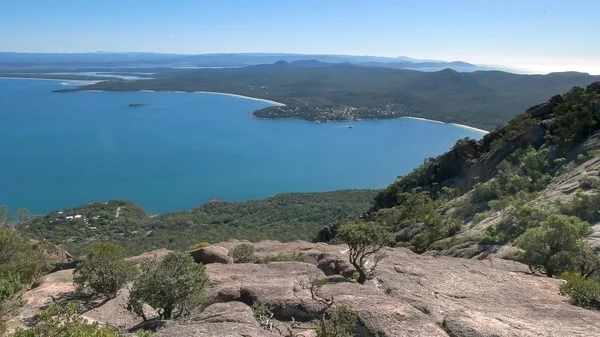 coles bay from mt amos in tasmania, australia