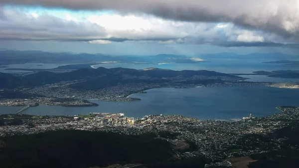 Tormentosa toma de la tarde de hobart de mt wellington —  Fotos de Stock