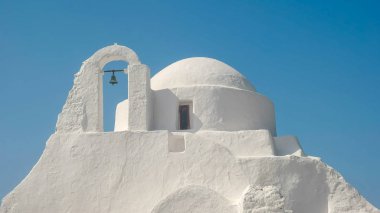 Mikonos, Yunanistan- 13 Eylül 2016: Yunanistan'da mikonos üzerinde panagia paraportiani kilisesi