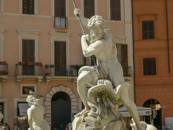 Neptunbrunnen aus nächster Nähe auf der Piazza Navona, Rom — Stockfoto