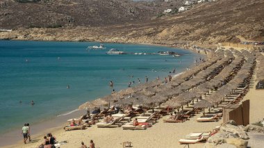 mikonos popüler elia plaj geniş çekim