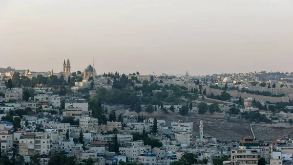 Wieczór strzał Jerozolimy z promenady Haas — Zdjęcie stockowe
