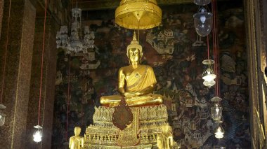 wat pho tapınağının koordinasyon salonunda buda, bangkok