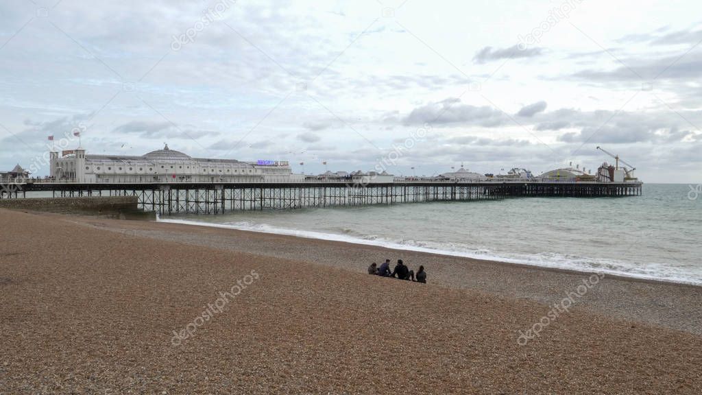 a wide view of brighton pier and beach