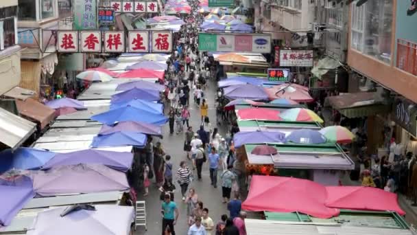 Hong Kong China October 2017 High Angle Tilt Shot Vendor — Stock Video